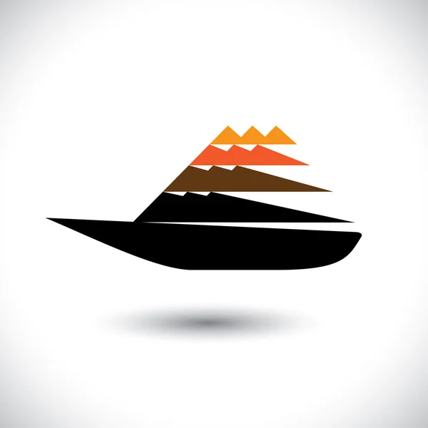 Velero colorido o icono de yatch en movimiento rápido vector gráfico — Vector de stock