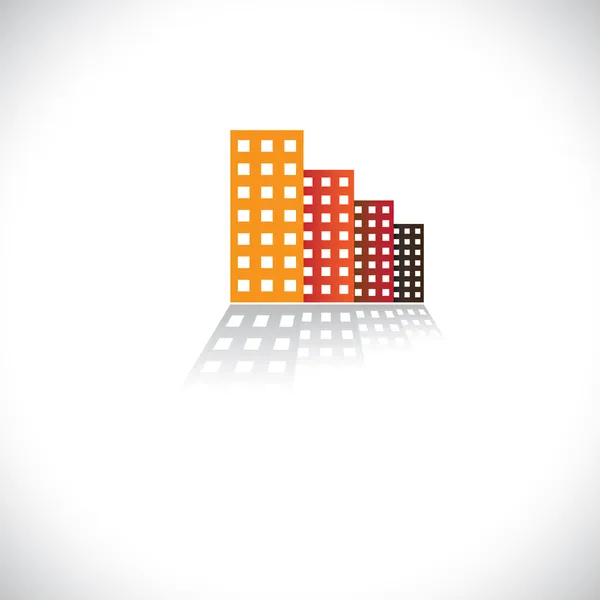 Kleurrijke commerciële gebouwen, kantoren, appartementen-vector graphi — Stockvector