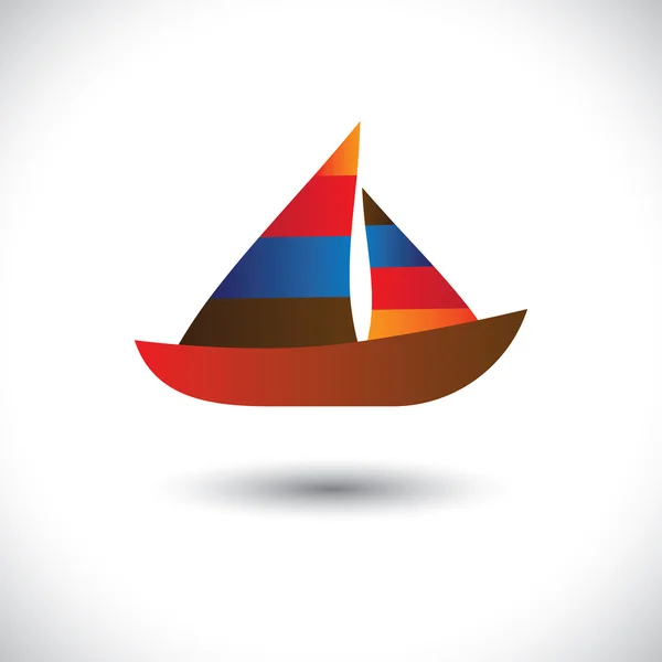 Veleiro colorido ou yatch icon- vetor gráfico —  Vetores de Stock