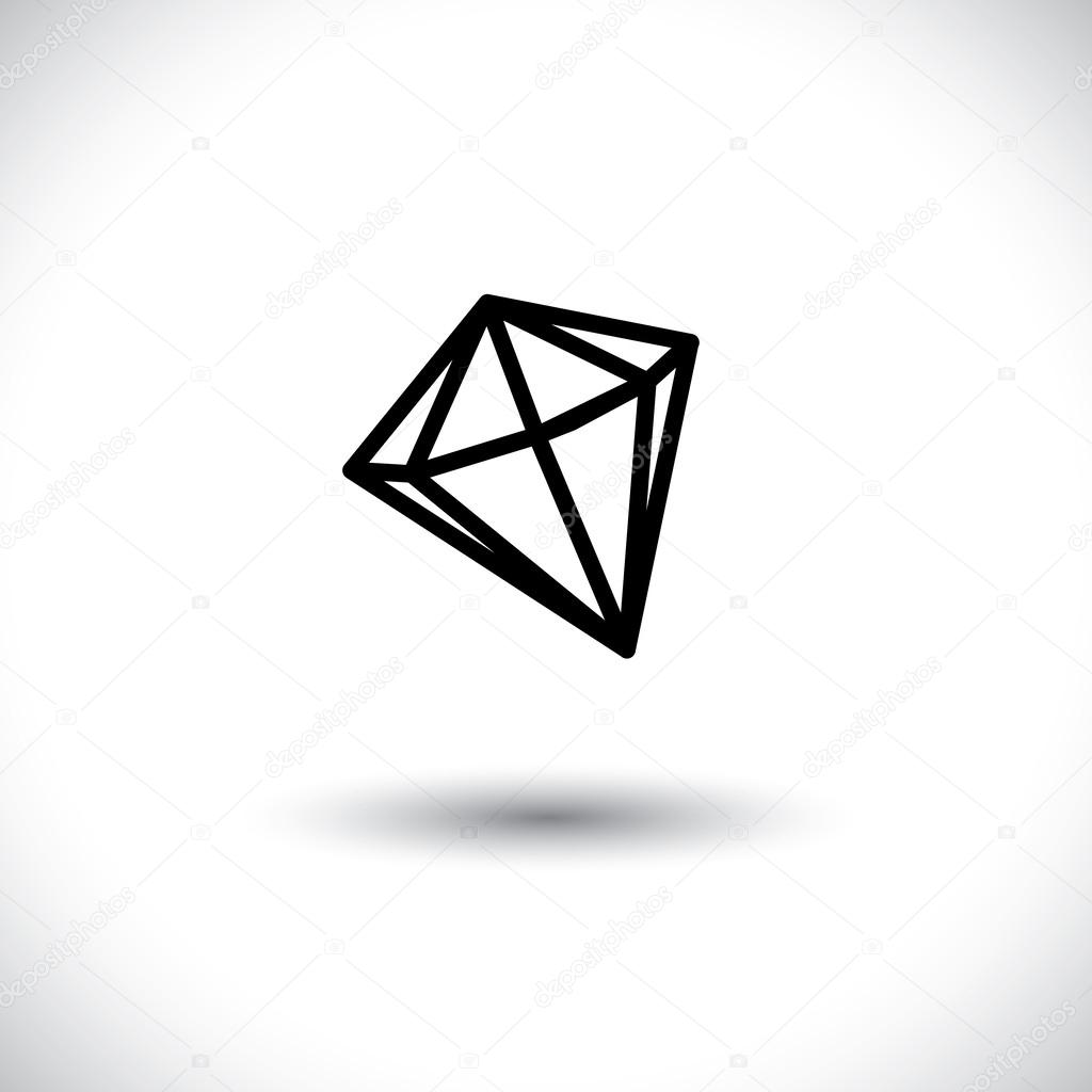 Black and white outline of a diamond stone- vector graphic jewel