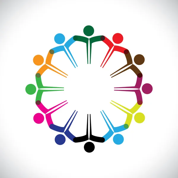 kavram vektör grafiği veya çocuklar simgeleri ile el ele tutusun