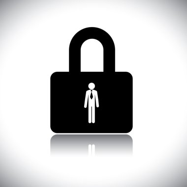 Kavram vektör grafik-protecting(insuring) çalışan kilit işaret