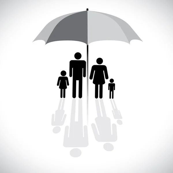 Concetto vettoriale graphic- protezione familiare (assicurazione) & ombrello — Vettoriale Stock