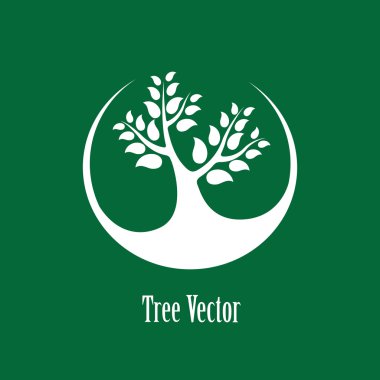 Kavram vektör grafik-beyaz soyut ağaç icon(symbol) yeşil b
