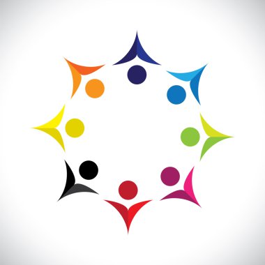 neşeli çocuk kavramı vektör grafiği-soyut renkli united