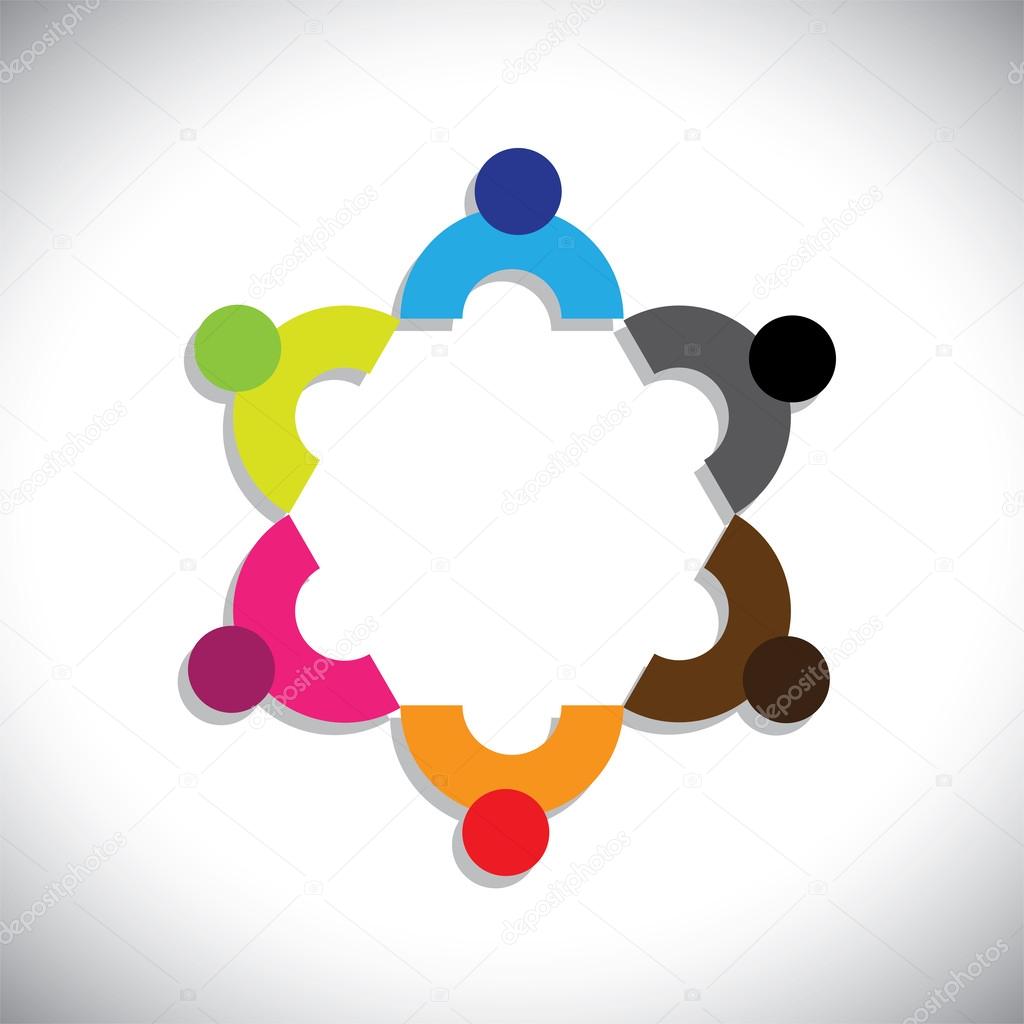 Concept vector graphic- abstract colorful company executives mee