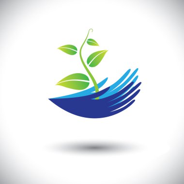 Bitki veya fide ICO ile vektör grafik-kadın kavramı'nın el