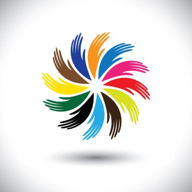 Kavram vektör grafik-insan el symbols(icons) çiçek circ olarak