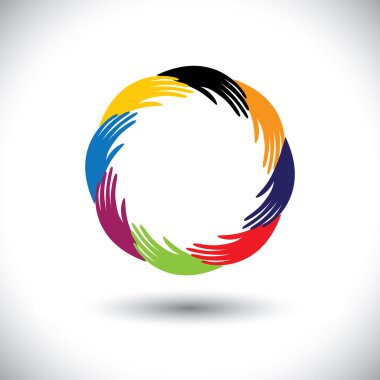 Kavram vektör grafik-insan el symbols(icons) olarak daire veya r