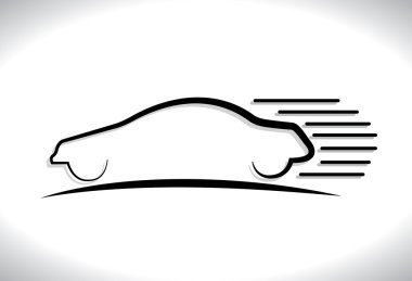 Concept vector graphic- speeding car automobile icon(symbol) wit clipart