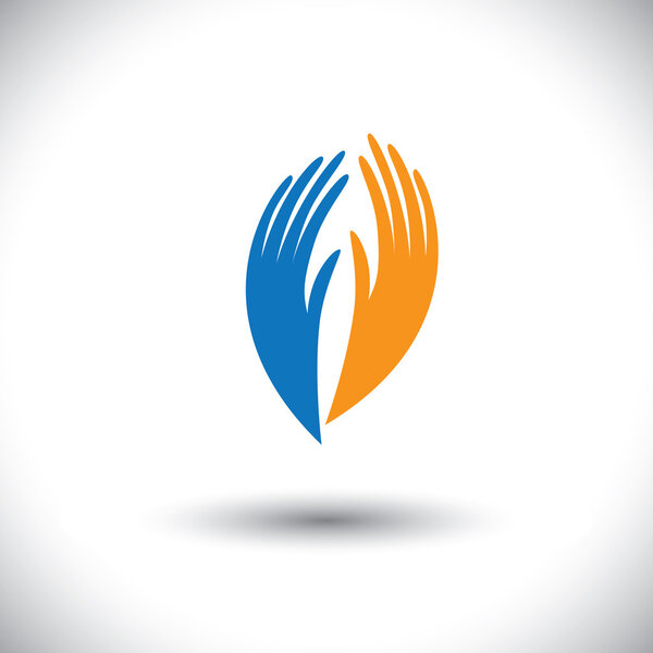 Концептуальный векторный график - женские ладони, символизирующие друга
