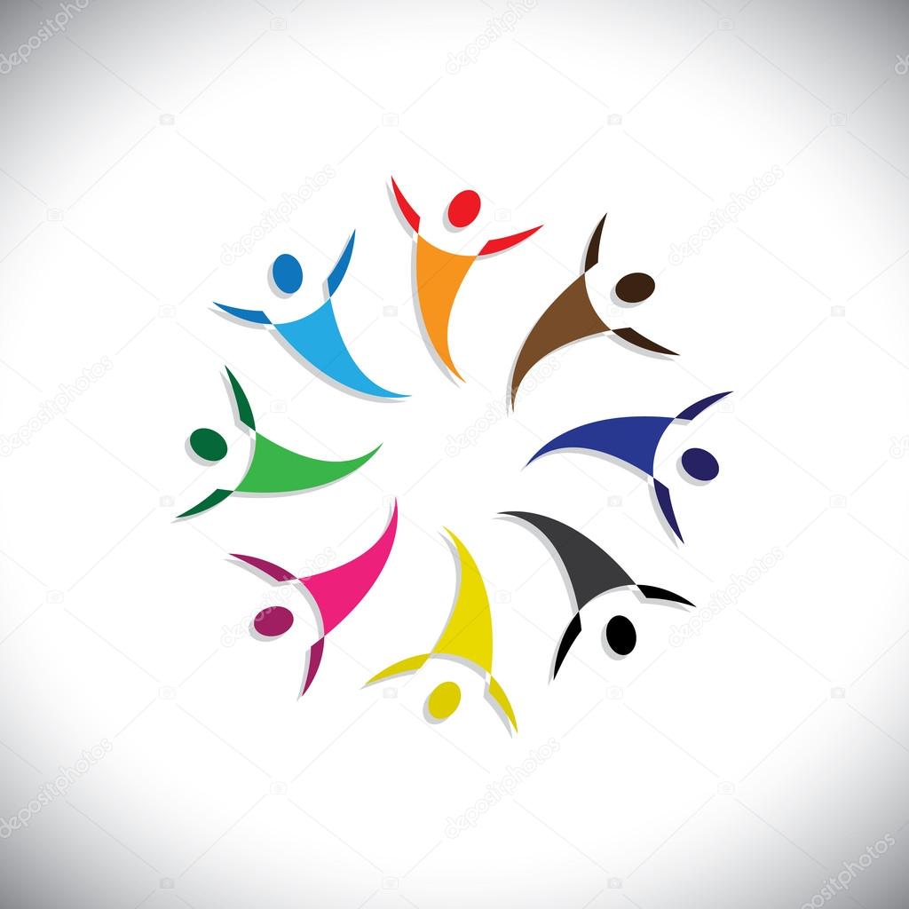 Concept vector graphic- colorful happy joyful icons(symbo
