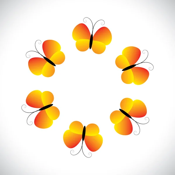 Begreppet vektor grafik - vackra orange gul fjäril ikoner( — Stock vektor