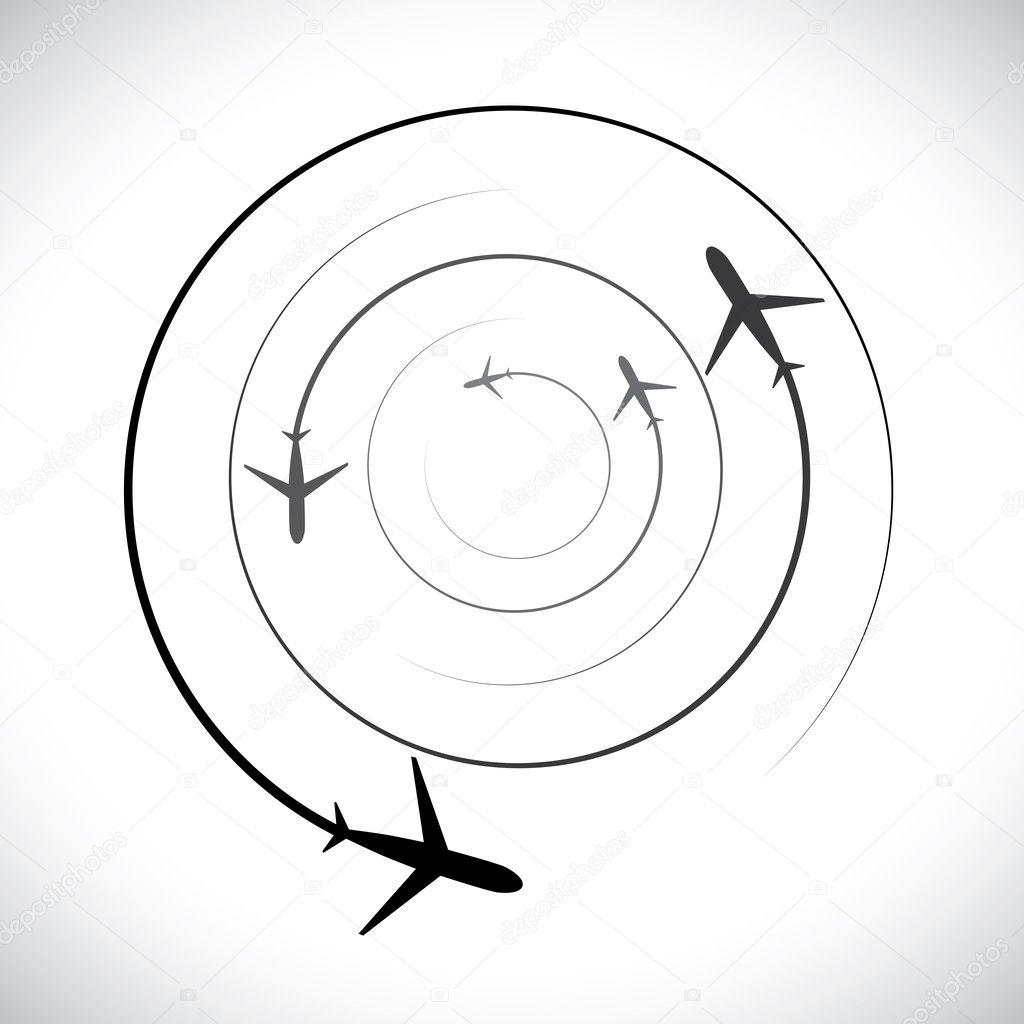 Concept vector graphic- airplane icons with its flying path