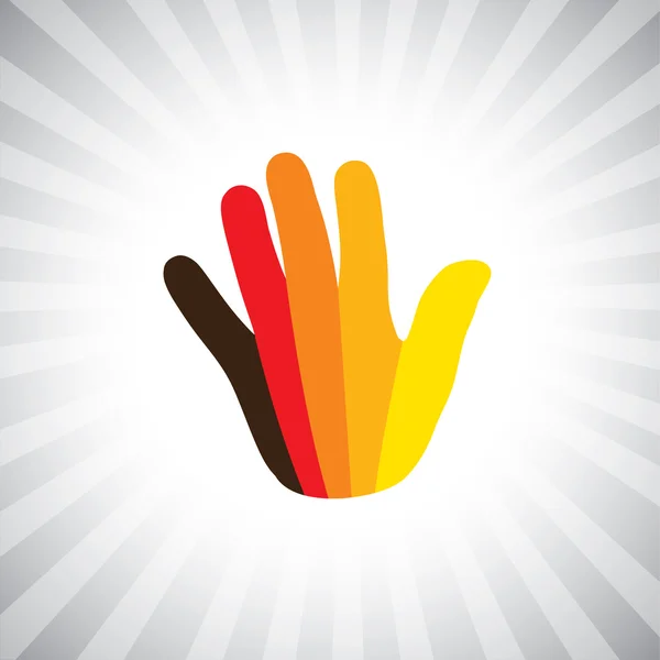 Concept vector graphic- abstract colorful hand(palm) symbol(icon — Stock Vector