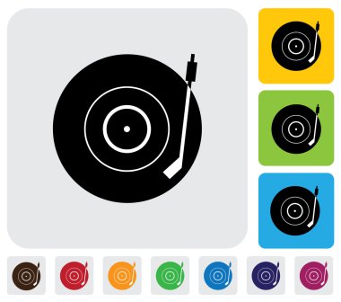 Old record player(turntable) symbol(icon)-minimalistic vector gr clipart