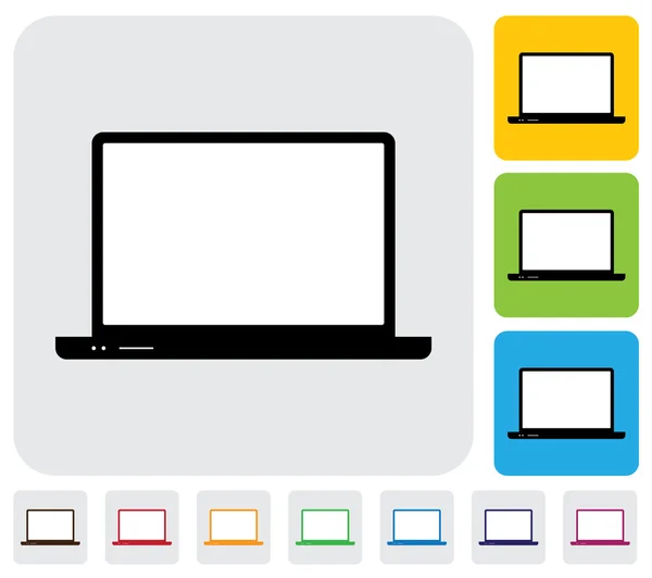 Laptop computer in different colors- simple vector graphic. — Stock Vector