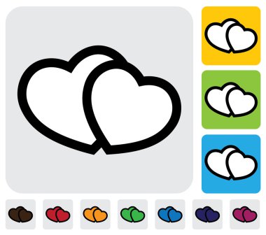 iki aşk icon(symbol) anahat-basit vektör grafiği