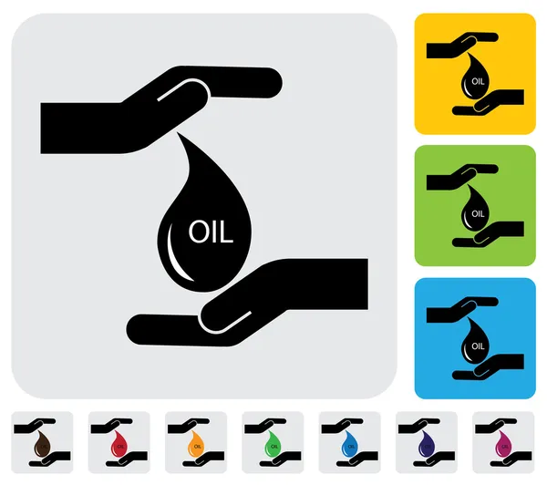 Manos humanas conservando el concepto de petróleo crudo: gráfico vectorial simple — Vector de stock