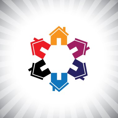 renkli houses(homes) veya gayrimenkul icon(symbol) daire