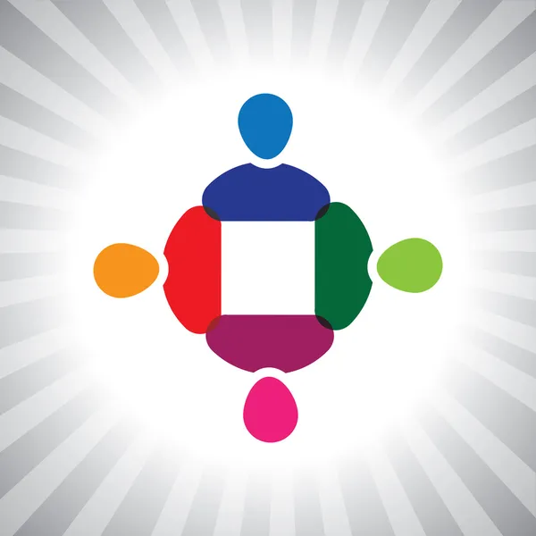 五颜六色的公司高管团队会议-简单的矢量图形 — 图库矢量图片