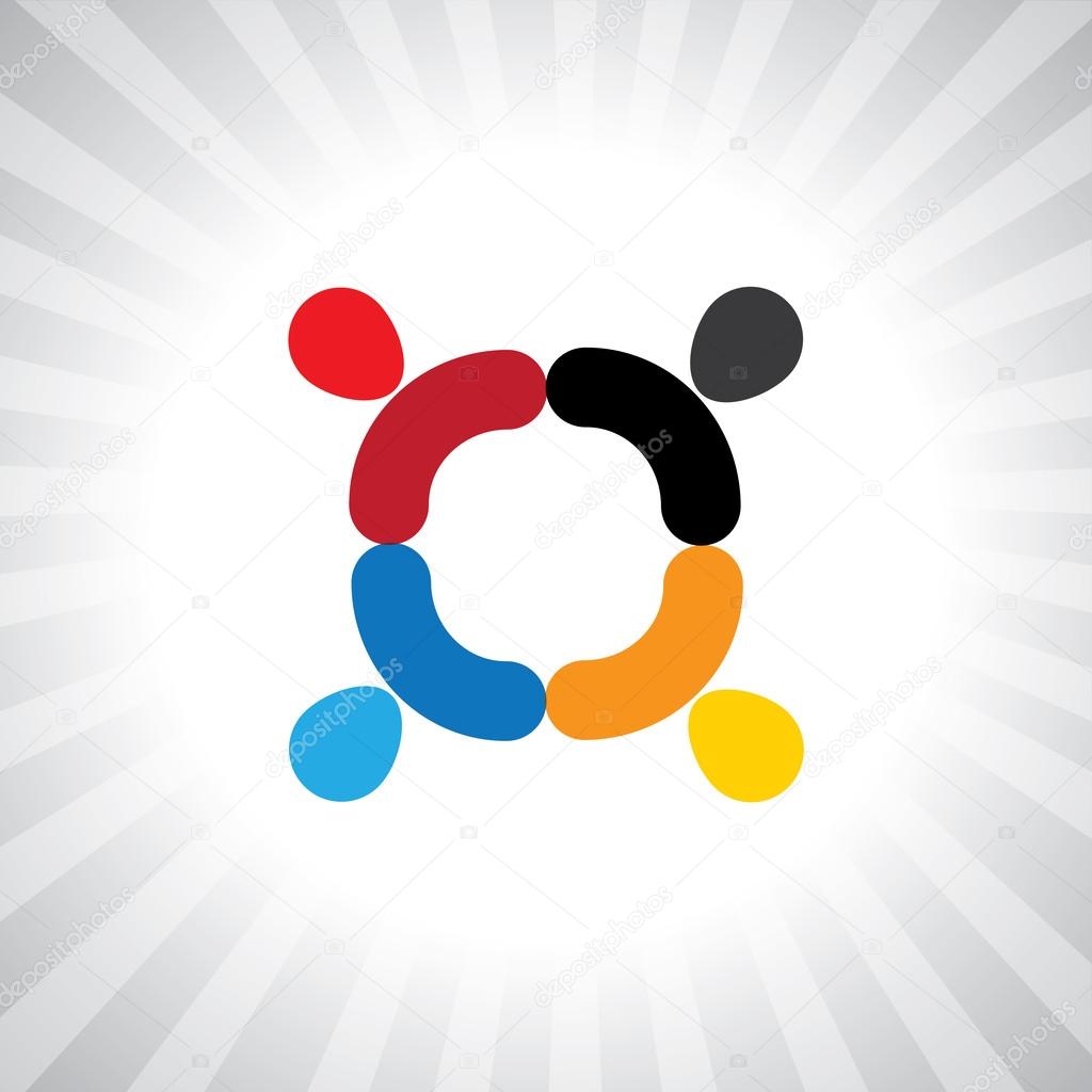 abstract colorful employees team meeting- simple vector graphic