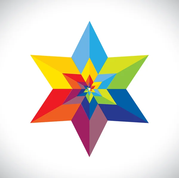 Astratto colorato forma a stella con sei lati grafica vettoriale — Vettoriale Stock