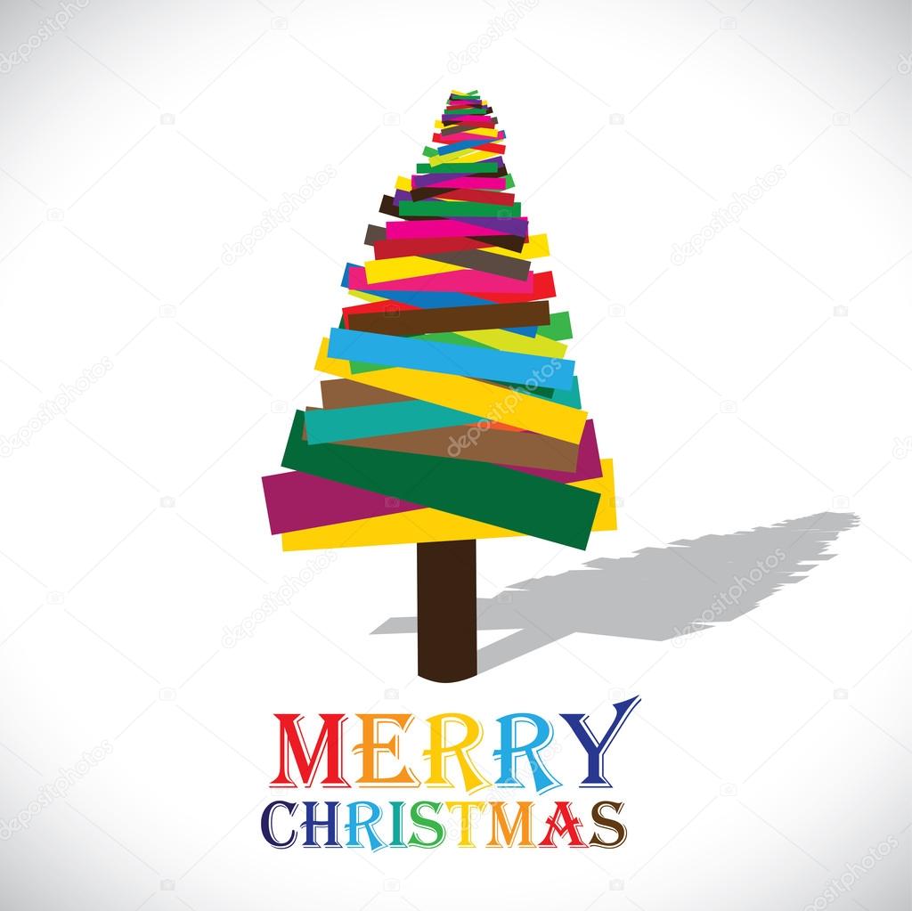 Abstract colorful christmas tree on white background- vector gra