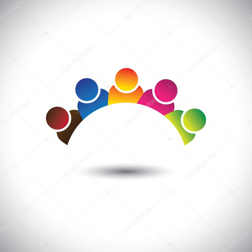 colorful office executives(employees) unity & diversity- vector