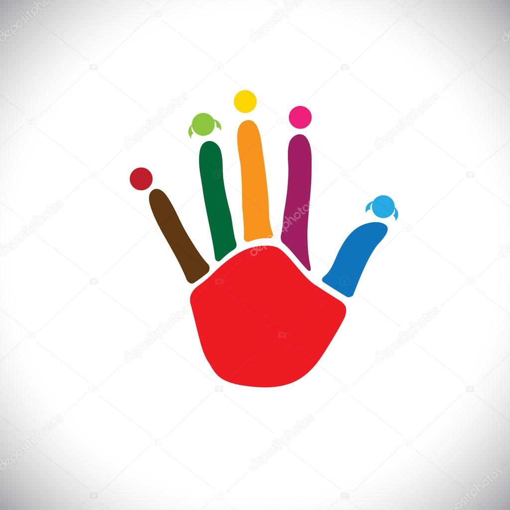 Members of family or children(kids) playing concept- vector graphic. This illustration represents father, mother, young boys & girls playing together & having fun time