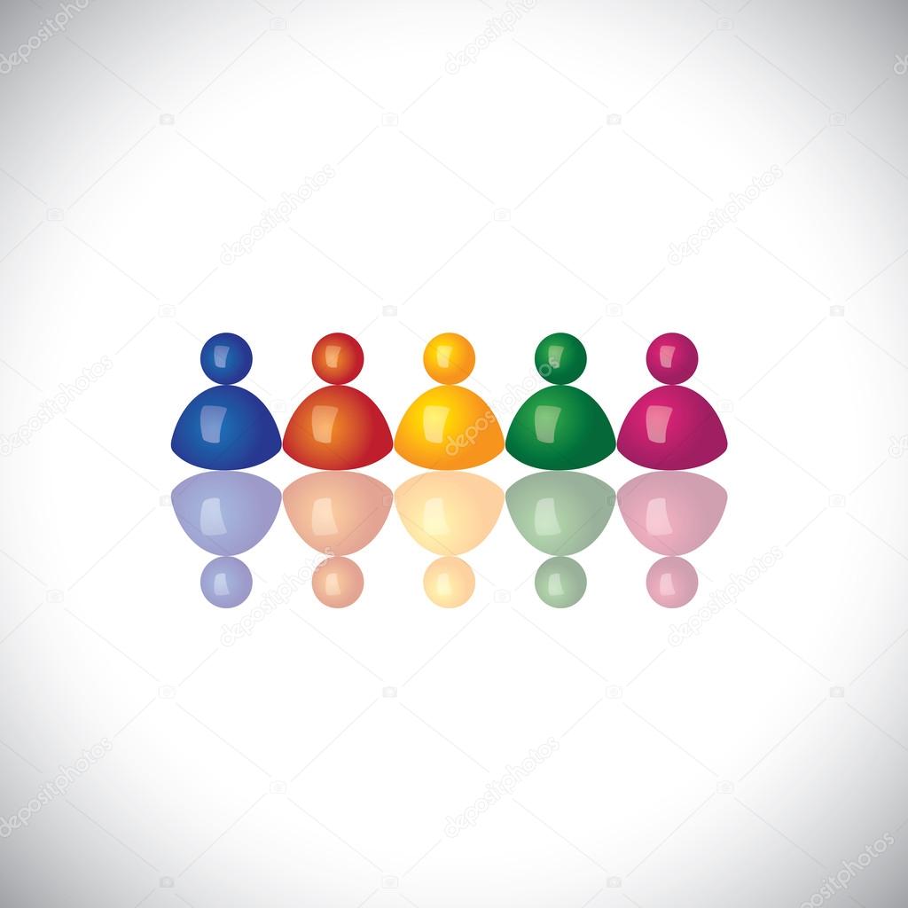 colorful 3d office staff or company employees icons or signs - v