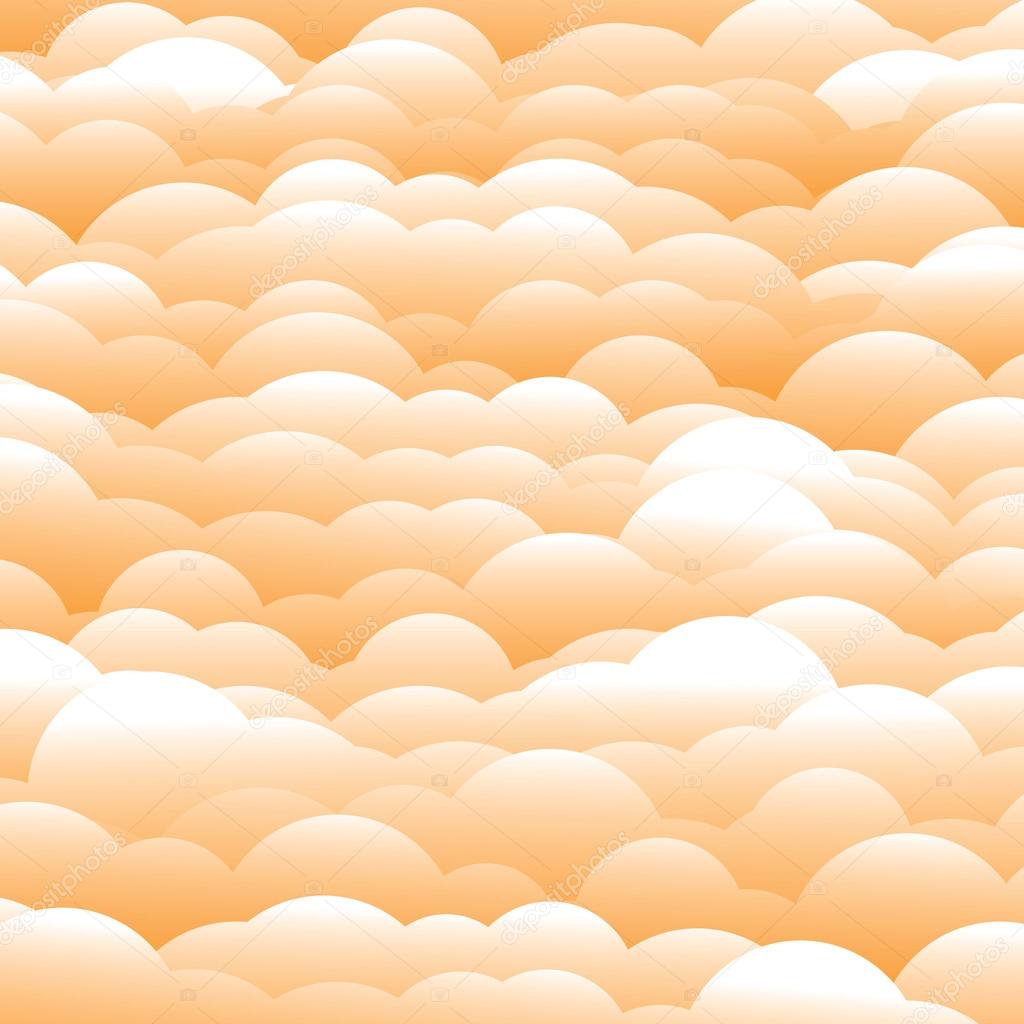 abstract 3d orange evening clouds background (backdrop) - vector