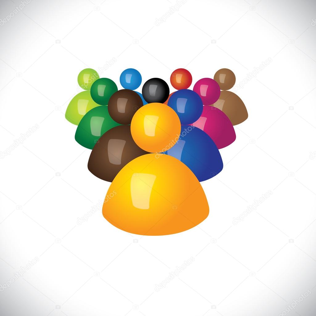 Colorful 3d icons or signs of office staff or employees - vector
