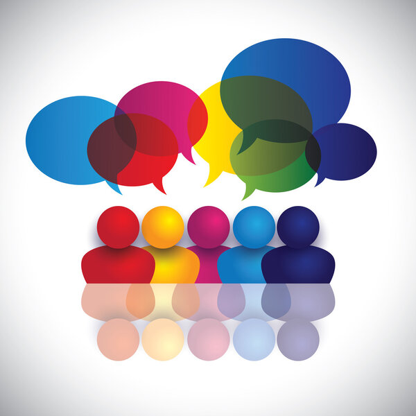 concept vector of school kids talking or office staff meeting