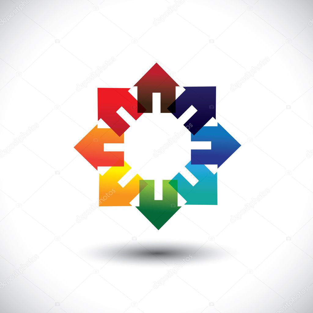 Concept vector of construction industry - circle of colorful ho