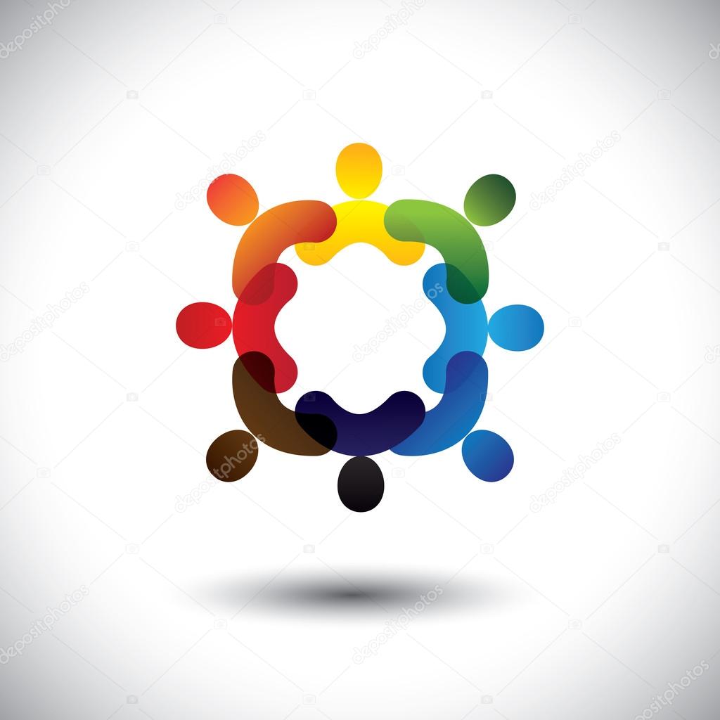 Abstract colorful community people icons in circle- vector graph