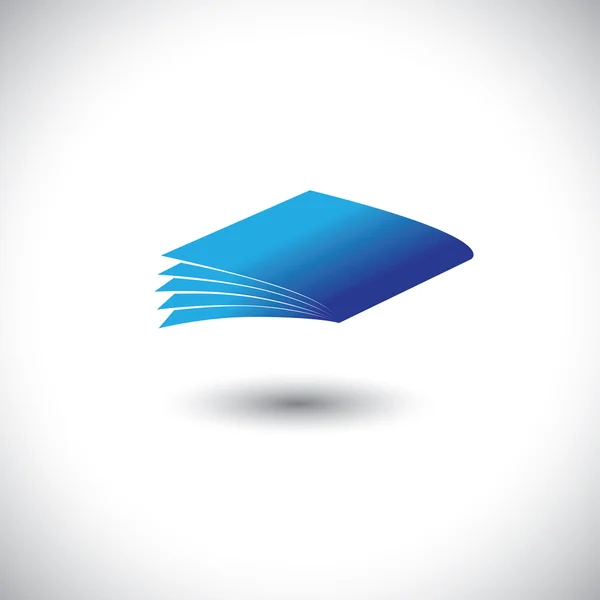 Caderno de papel azul fechado ou ícone de livro com vetor de páginas — Vetor de Stock