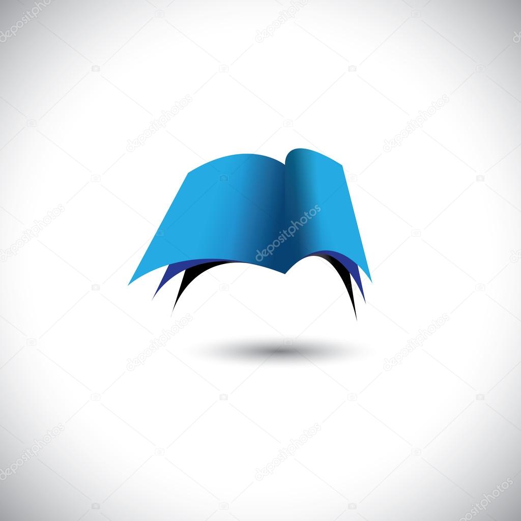 Concept vector - Open blue paper book icon with pages