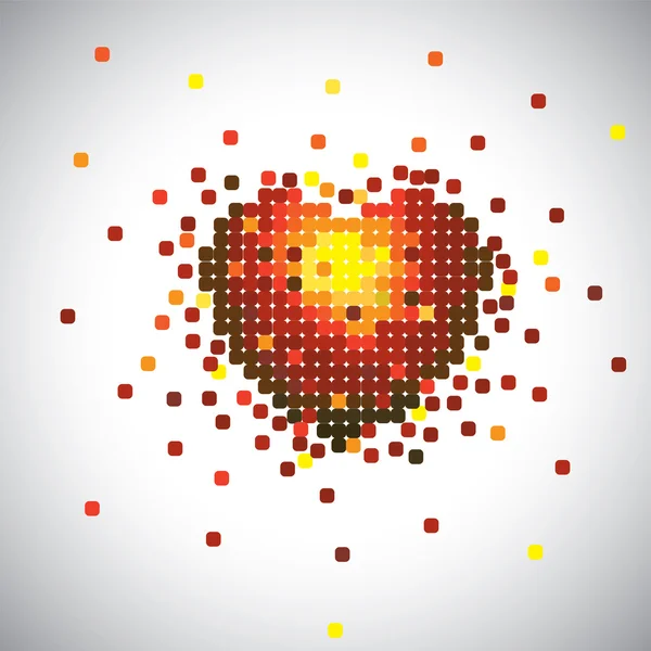 Símbolo del corazón del amor hecho de piezas de papel en rojo, amarillo y naranja c — Vector de stock