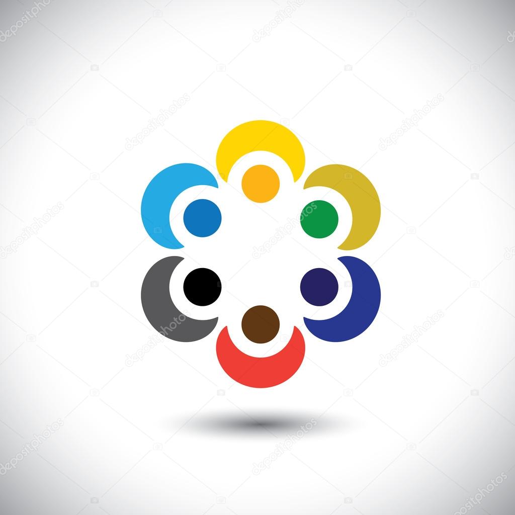 colorful people hugging in circle - teamwork concept vector