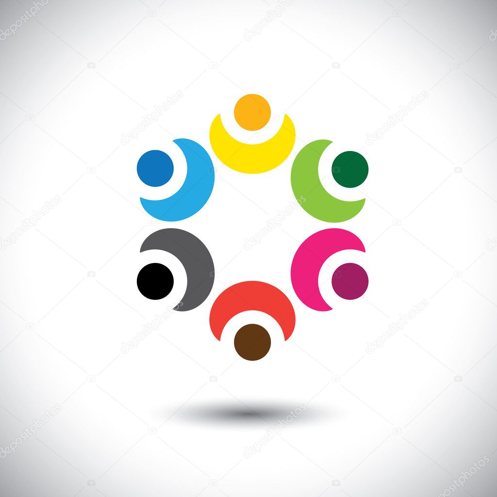 colorful children playing in circle - school concept vector