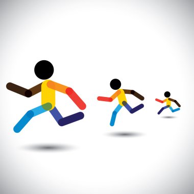 sprint sporcuların yarış rekabet içinde renkli vektör ikonlar