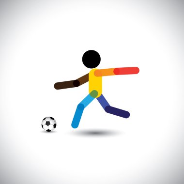 Colorful vector of a football player kicking the ball vector Colorful vector of a football player kicking the ball vector