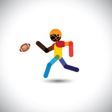 renkli vektör top için çalışan bir Amerikan futbolu oyuncusu