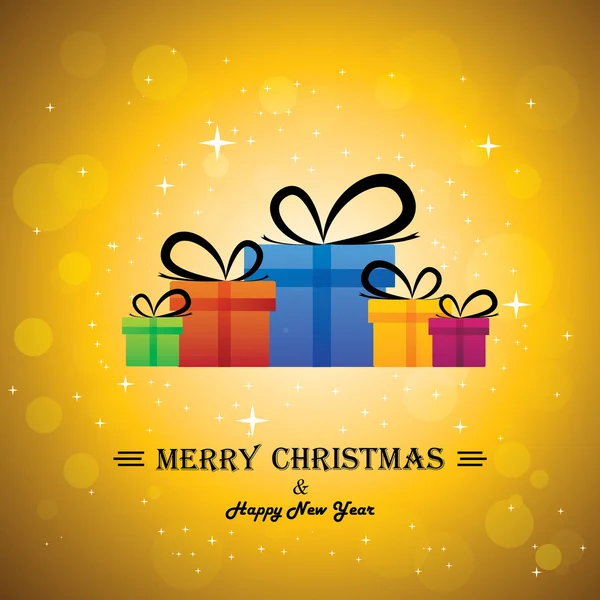 Merry christmas & happy new year with gifts - concept vector — Stock Vector