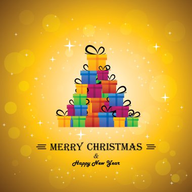 xmas ağacı - ve hediye kutuları ile Noel bayram kutlamaları