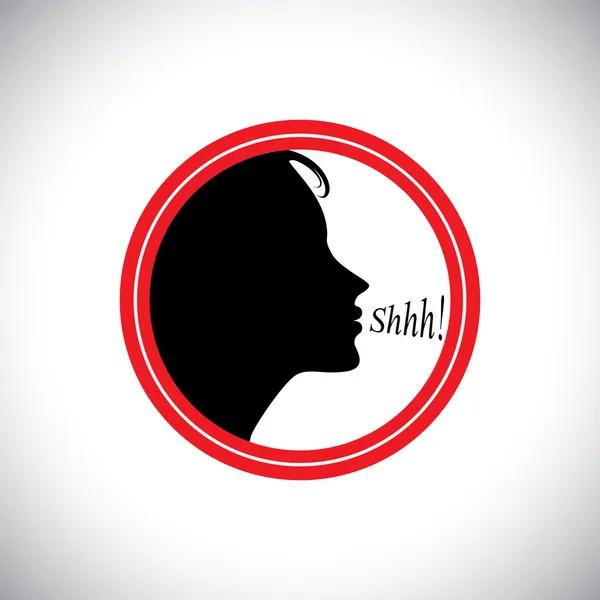 Young woman saying shh to silence other people's noise - concept — Stock Illustration Young woman saying shh to silence other people's noise - concept Stock Illustration