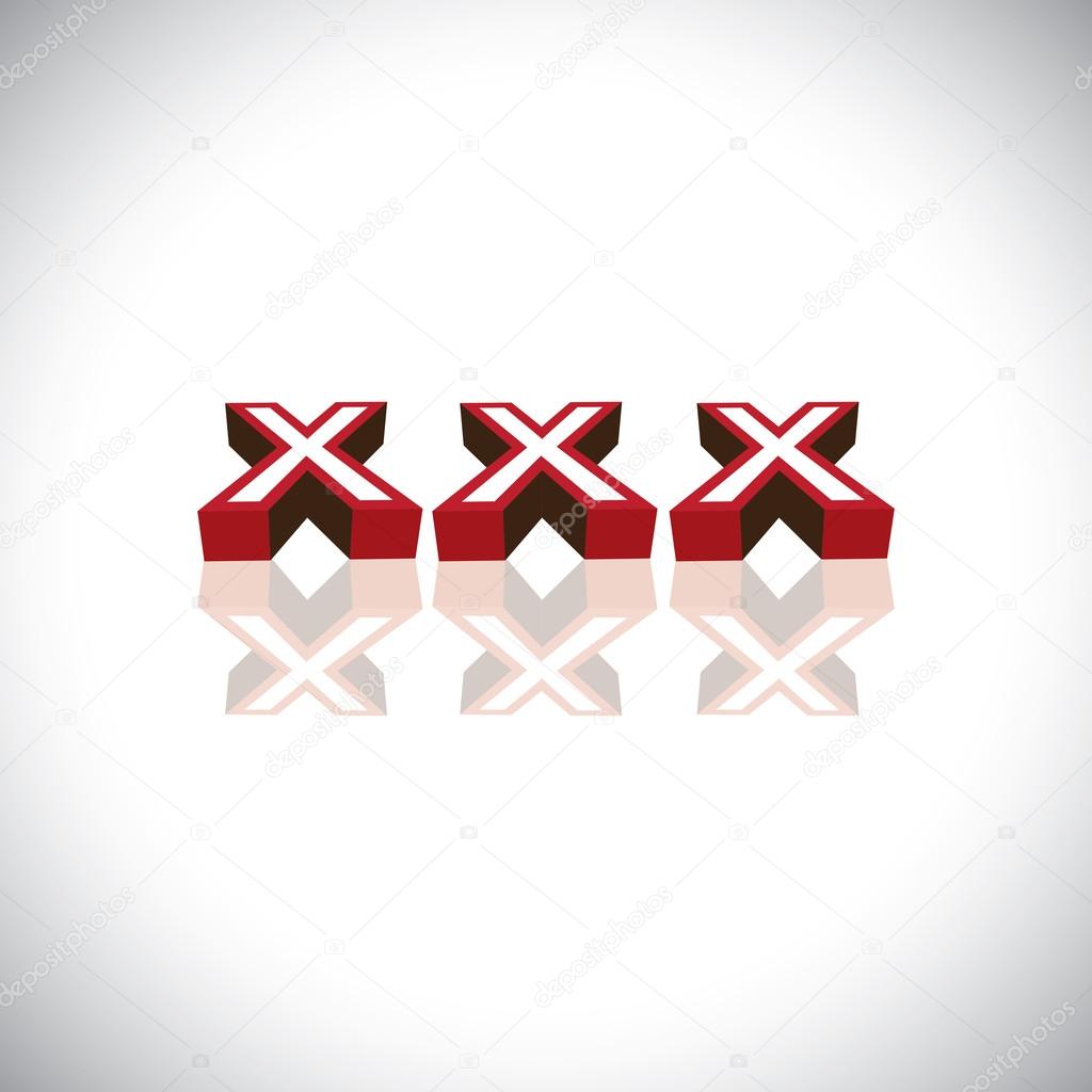xxx letters indicating content is for adult viewership - concept