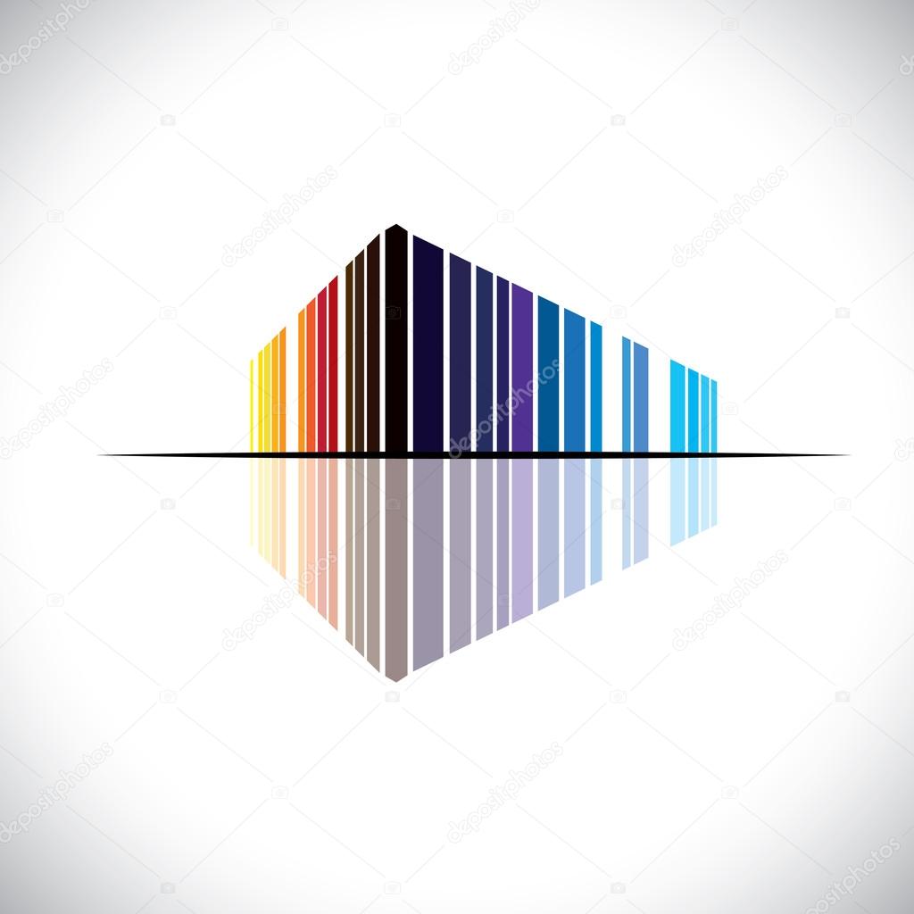 Colorful abstract icon of a commercial building architecture - v