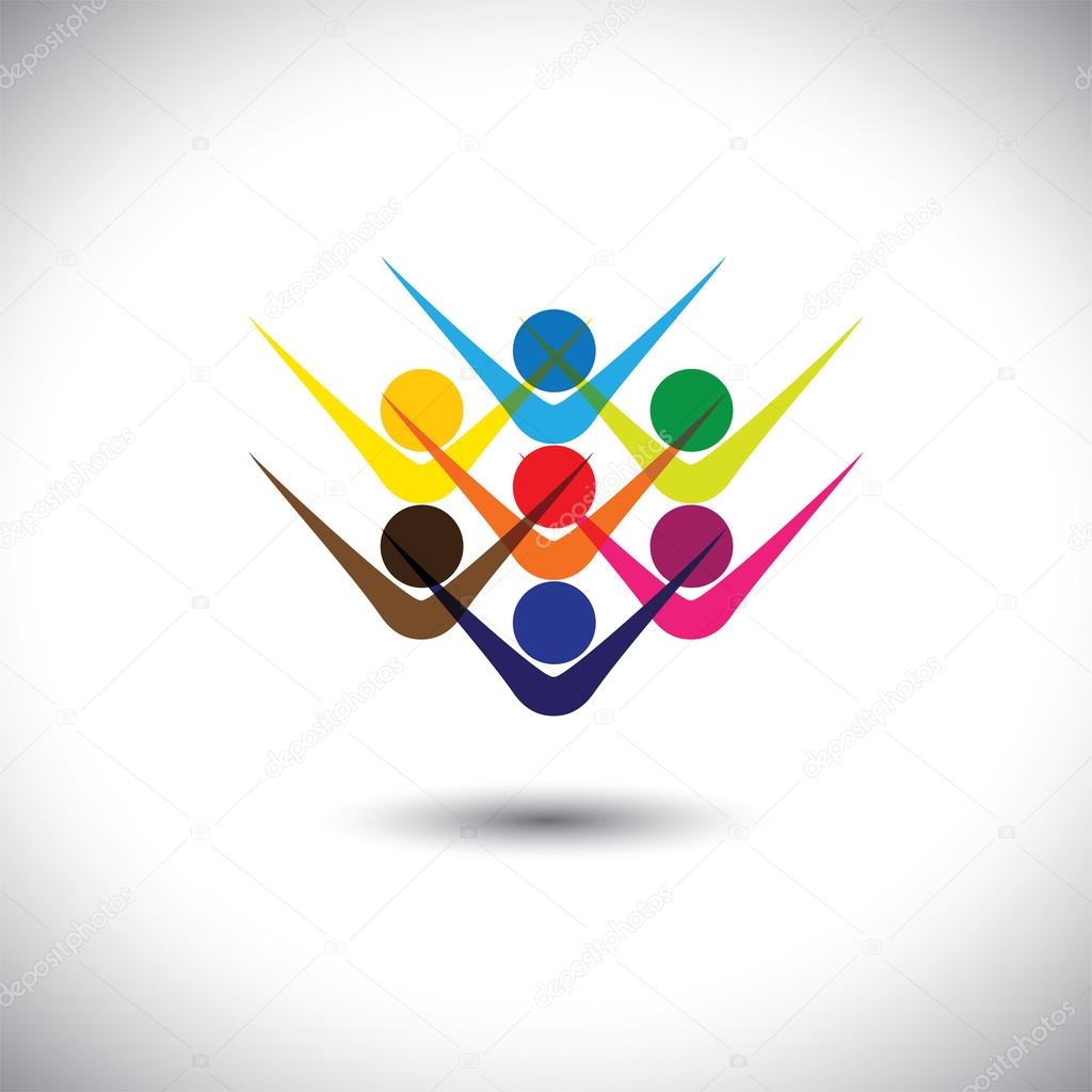 Colorful abstract concept vector happy excited people or childre